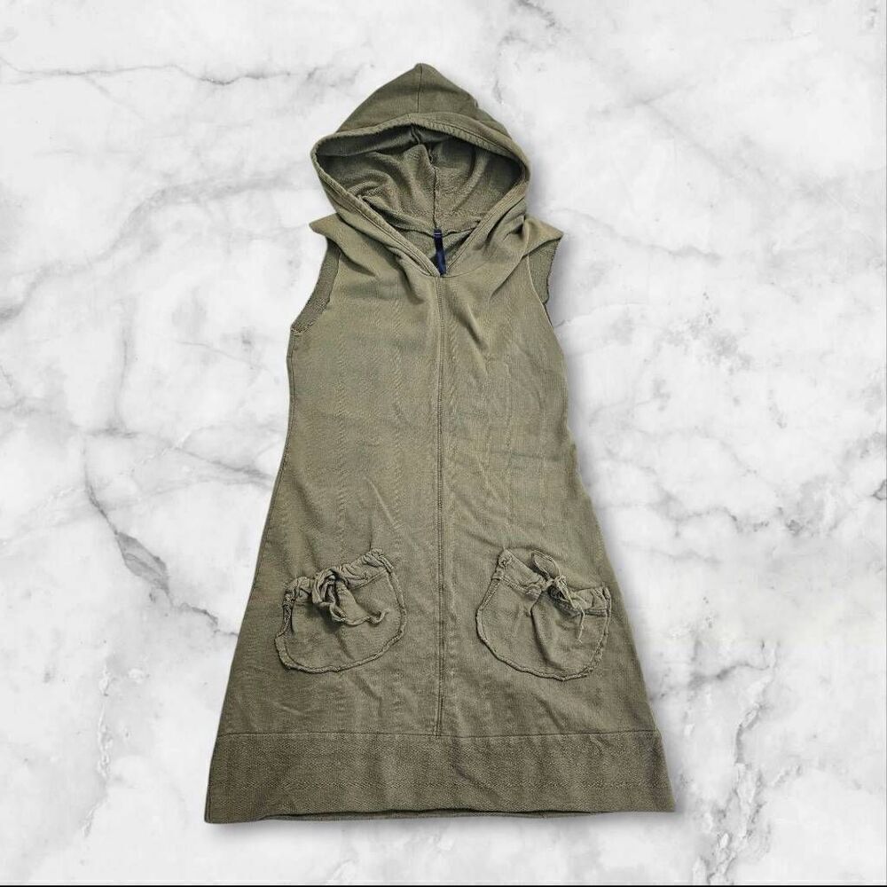 Anthropologie Hooded Olive Green Sweater Vest Size Small